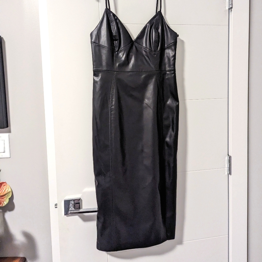 Calvin Klein Faux Leather Midi Dress